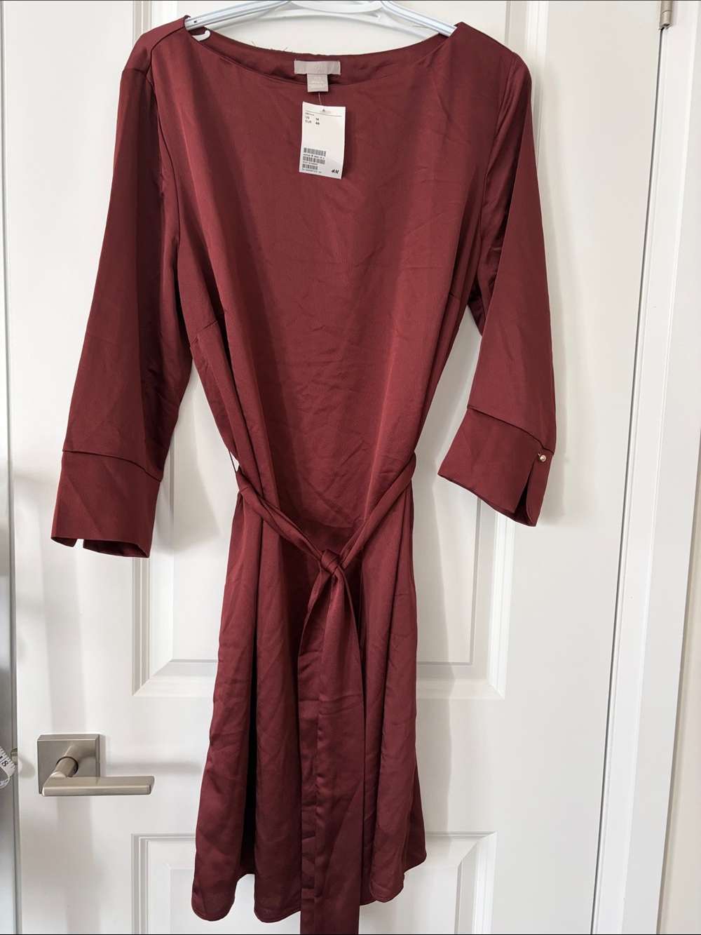 H&M Wine Tie-Waist Mini Dress